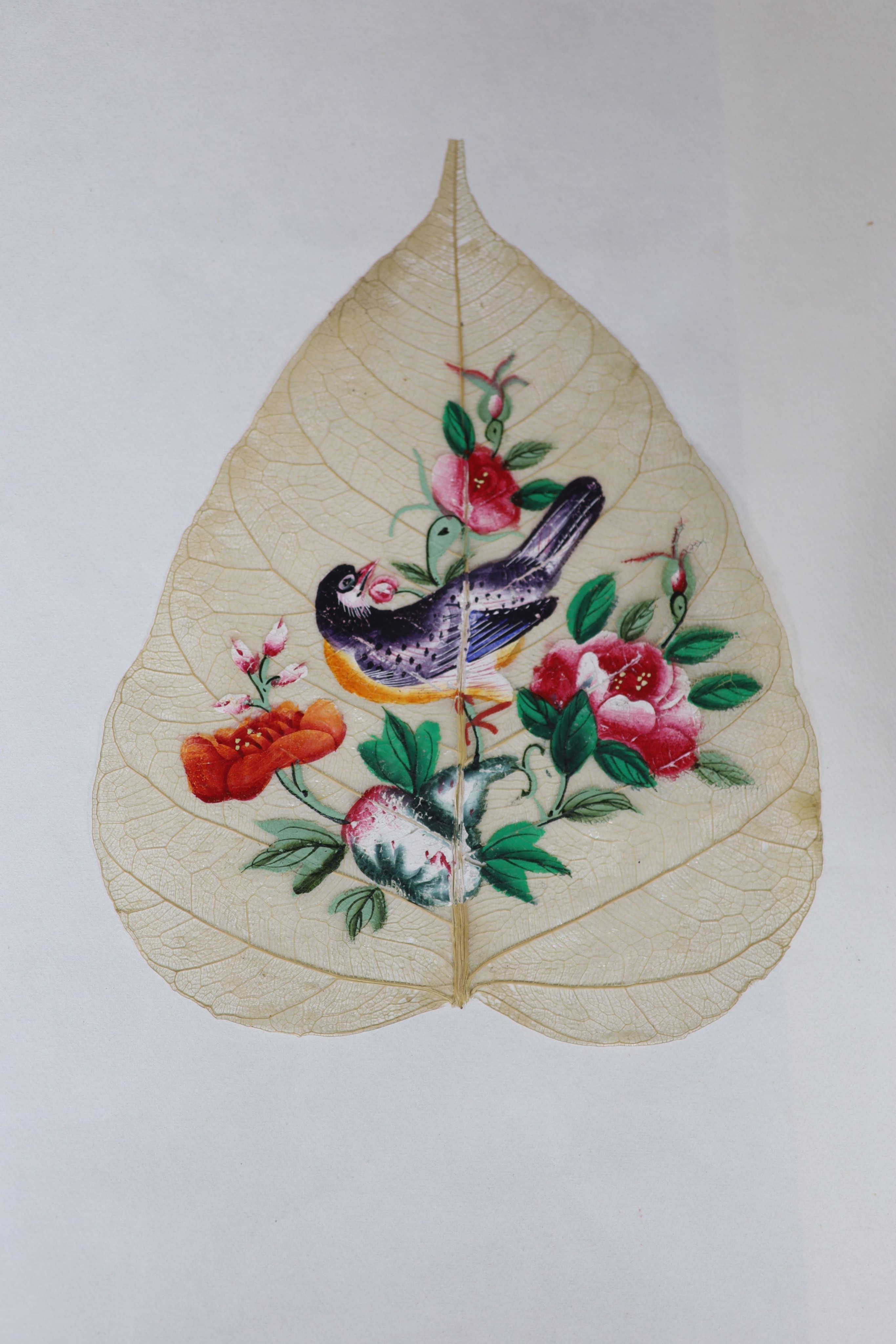 A collection of seventeen Chinese paintings on leaves, late 19th century